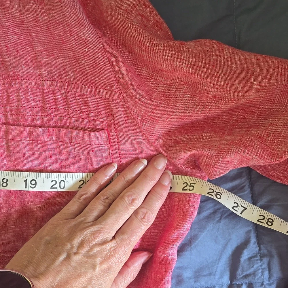 Chico's Linen Lightweight Jacket Size 4 Light Red/Pink - Picture 6 of 7